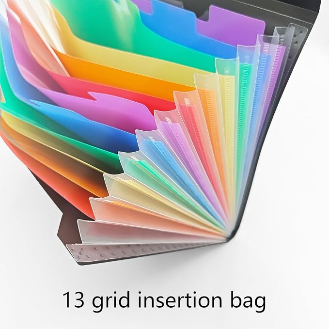 UMETDO 14 PCS Office Accordion File Organizer Bulk - 13 Pocket Plastics Expanding Folder with Tabs - Letter Size Loose Paper Folder for Work School Home, Student Teacher (Pack of 2)