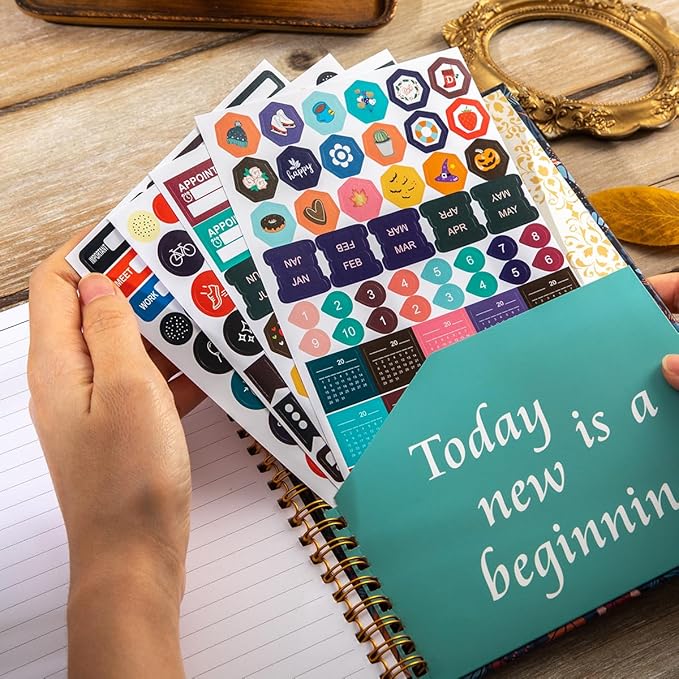 Planner 2026 - Weekly and Monthly Calendar Academic Planner, 2026 Yearly Daily Calendar Planning Agenda Book with Month Tabs, Jan to Dec 2026, With Stickers for Home Office School, 6.5" x 8.5" (Green leaves)