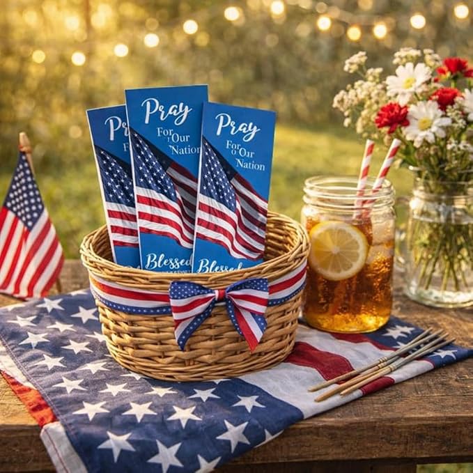 100 Pray for Our Nation Patriotic Bible Verse Bookmarks – Made in USA | Psalm 33:12 | Veterans & Military Gifts
