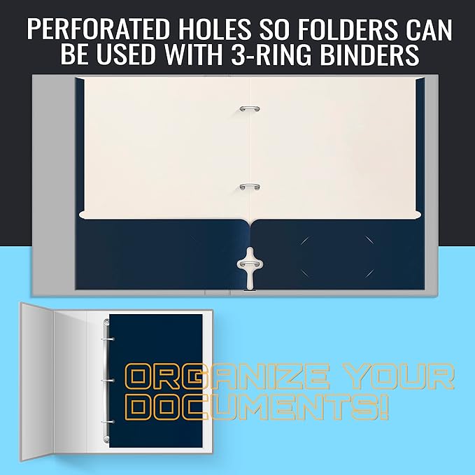 Better Office Products Two Pocket Portfolio Folders, 50-Pack, Navy Blue, Letter Size Paper Folders, 50 Pieces, Dark Blue