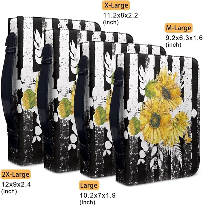 Yellow Flower Bible Carrying Tote Bag Bible Cover Case American Flag Bible Study Supplies Accessories Church Bag Bible Protective with Handle Size：M