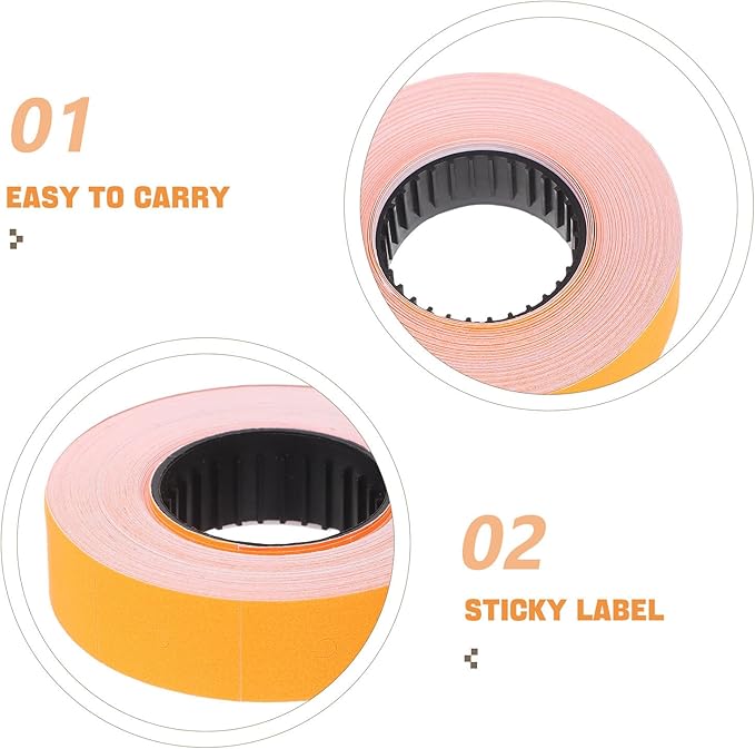 SEWACC 10 Rolls Price Marker Labeler Roll 6600 Double Line Price Label Paper Orange 500 Sheets Set for Retail Pricing and Labeling