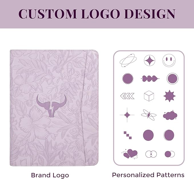 Calfinder Personalized Portfolio for Women&Men, Free Name Engrave,Customized Leather Padfolio with Logo or Name, Business Portfolio with A4 Writing Pad Holder for Resume,Interview