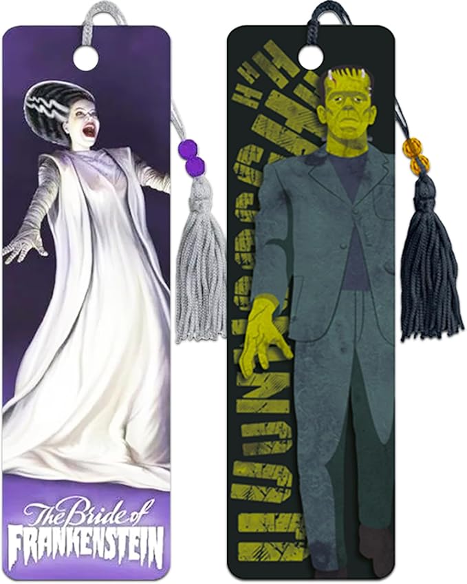 UNIVERSAL ALL-ACCESS Horror Bookmarks for Adults - Scary Bookmarks for Adults Bundle Includes 1 Frankenstein Bookmark and 1 Bride of Frankenstein Bookmark | Horror Bookmark Set