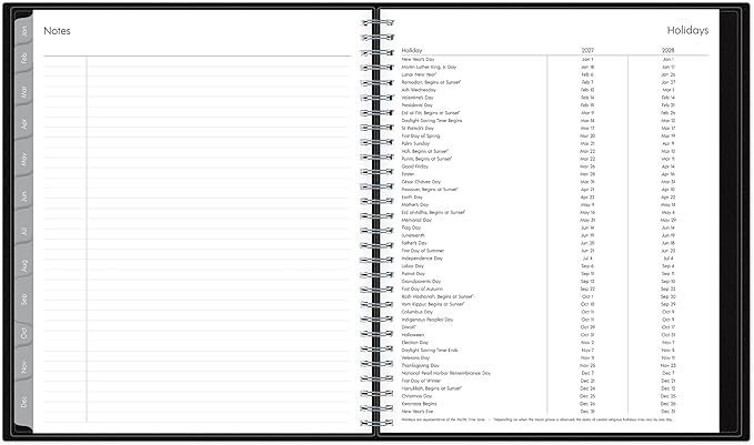 Blue Sky 2027 15-Month Monthly Planner Calendar, October 2026 - December 2027, 8” x 10”, Durable Faux Leather Cover, Laminated Tabs, Concealed Wirebound, Storage Pocket, Enterprise