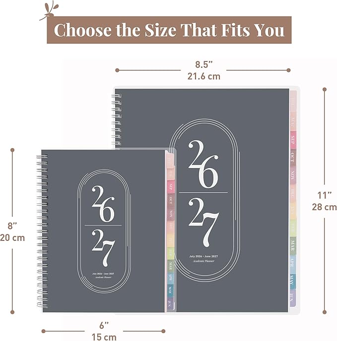 Rileys Academic Planner 2026-2027, Daily, Weekly & Monthly Planner, July 2026 - June 2027, Student Notes Pages, Twin-Wire Binding, Weekly Agenda for School & Work (8 x 6-Inches, Black)