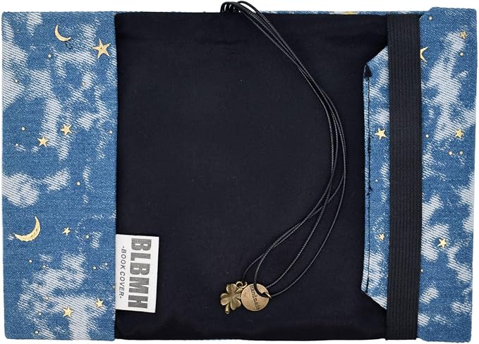 BLBMH A6 Book Cover 4x6 | Non-Stretch Fabric Sleeve with Bookmark | Handmade Washable Protector for Paperback Journal Bible Notebook | Gift for Women Readers - Denim