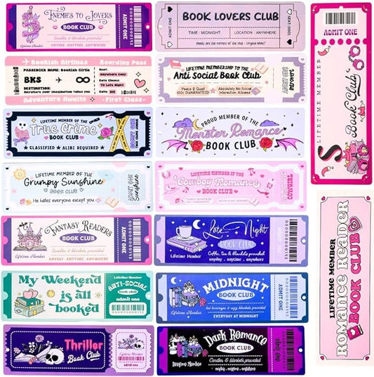 Cute Bookmarks Set Funny Bookmark Sets for Women Bookish Page Markers Book Clubs Lovers Dark Romance Anti Social Fantasy Thriller True Crime Booktok Club Readers Accessories Supplies Gifts Bulk (80)