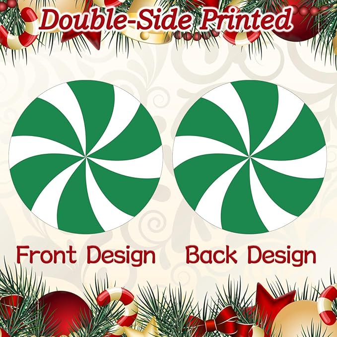 48 Pieces Peppermint Candies Cutouts Christmas Home Classroom Decoration Sweet Peppermint Cut Outs with Glue Point Dots for Winter Bulletin Board Christmas Candyland Party, 5.9 x 5.9 Inch(Colorful)