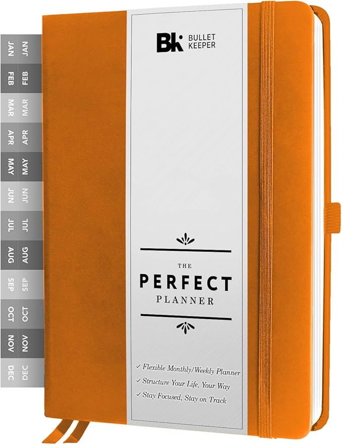 BK UNDATED Yearly Weekly/Monthly Planner 2026-27 Daily Planner Agenda & Personal Organizer to Increase Productivity, Academic Planner w/Sticker Set. A5 (5.8 x 8.3) - Orange Hardcover