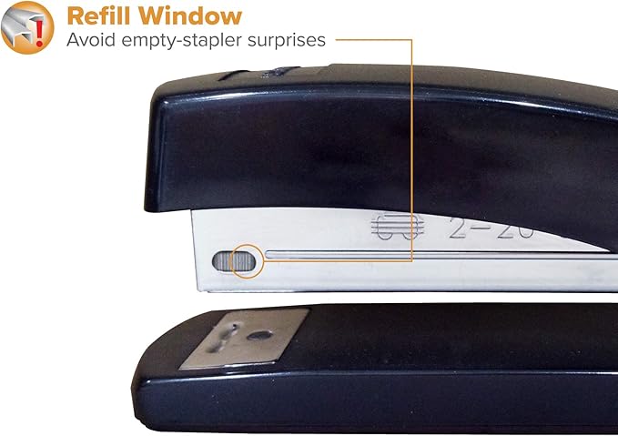 Bostitch Office Desktop Stapler Value Pack, 20 Sheet Capacity, Opens for Tacking, includes 5,000 Staples & Staple Remover, Black