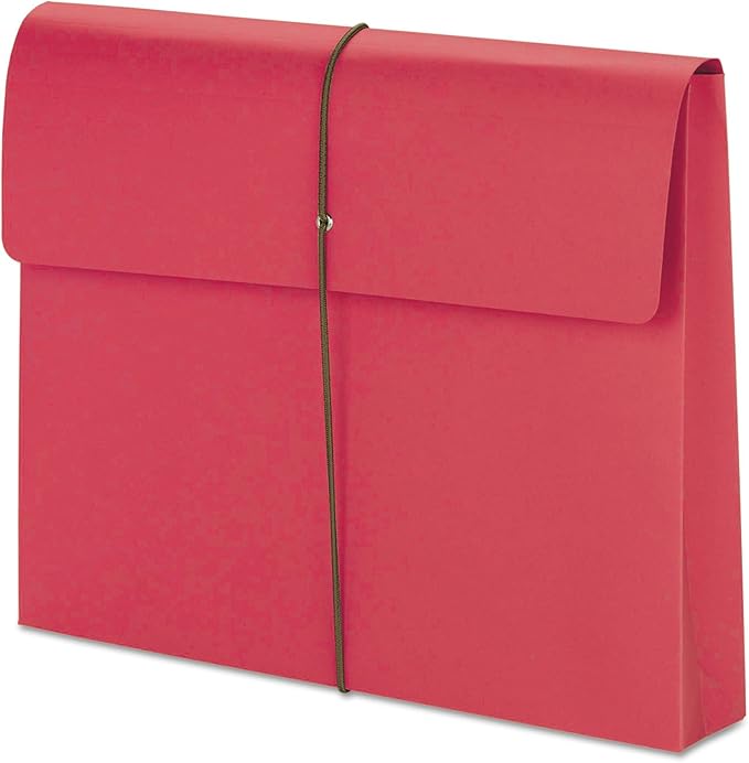 Smead Colored Expanding File Wallet with Flap and Cord Closure, 2" Expansion, Letter Size, Red, 10 per Box (77205)