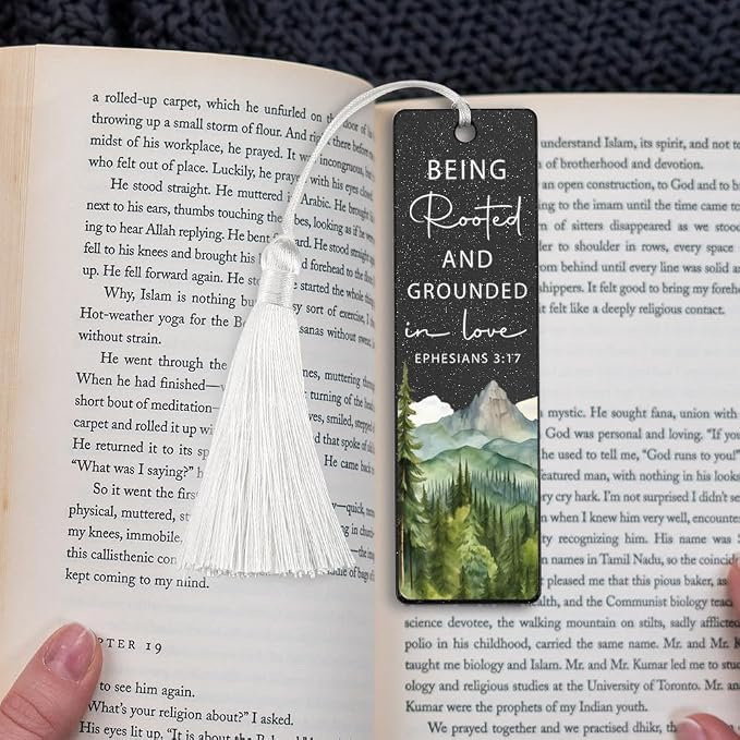 Christian Love - Rooted Bookmark, Inspirational Gift for Believers, Uplifting Gift for Spiritual Readers, Spiritual Bookish Present, Unique Mountain & Scripture Design Bookmark, WCB84