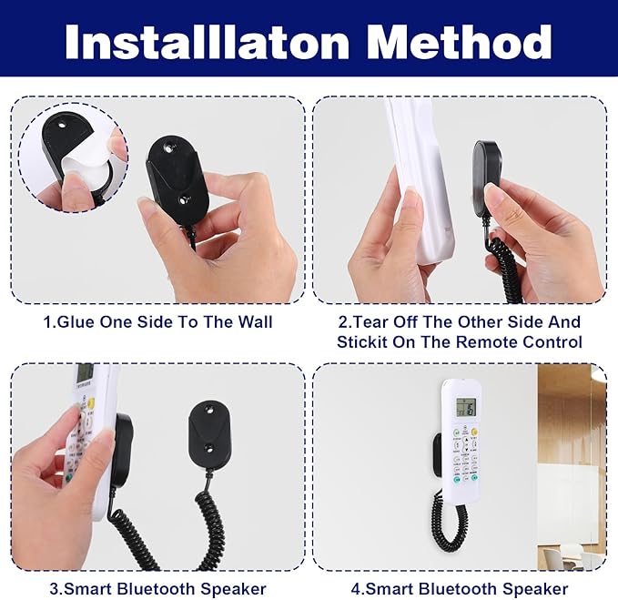 2Pcs Magnetic Remote Leash Control Holder with Spring Ropes Safely Secure TV Remotes & Small Items Retractable Anti-lost Rope Organizer with Adhesive for Projector TV Air Conditioner Remotes