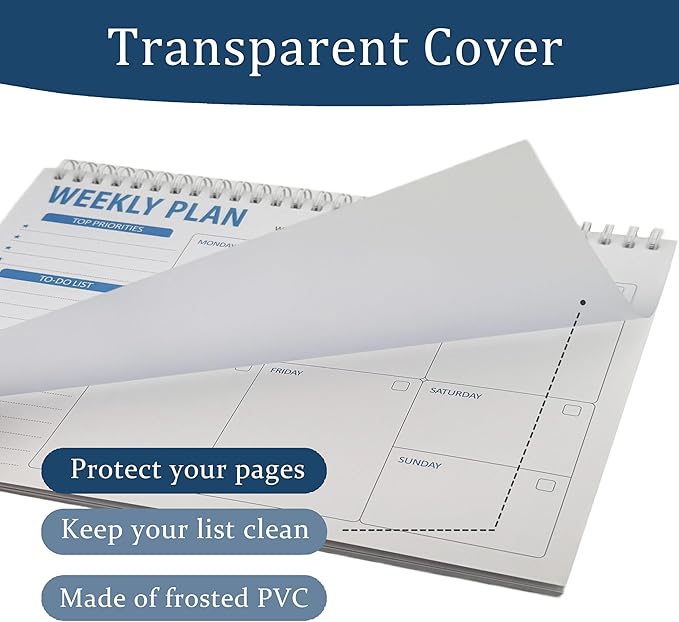 Spiral Weekly Planner - 7.5" x 10" Weekly Planner Notepad with 52 Sheets, 100gsm Paper, Undated Planners for Time Management & Habit Tracker, Weekly Calendar for Organizing Your Week (Blue)