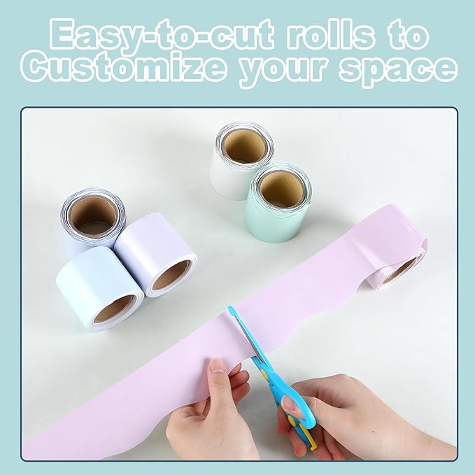 Wiooffen 10 Rolls 262ft Colorful Borders for Bulletin Board Scalloped Trim Bulletin Board Decorations Classroom Borders for Bulletin Board Back to School Supplies Office Wall Chalkboard Decor(Pastel)