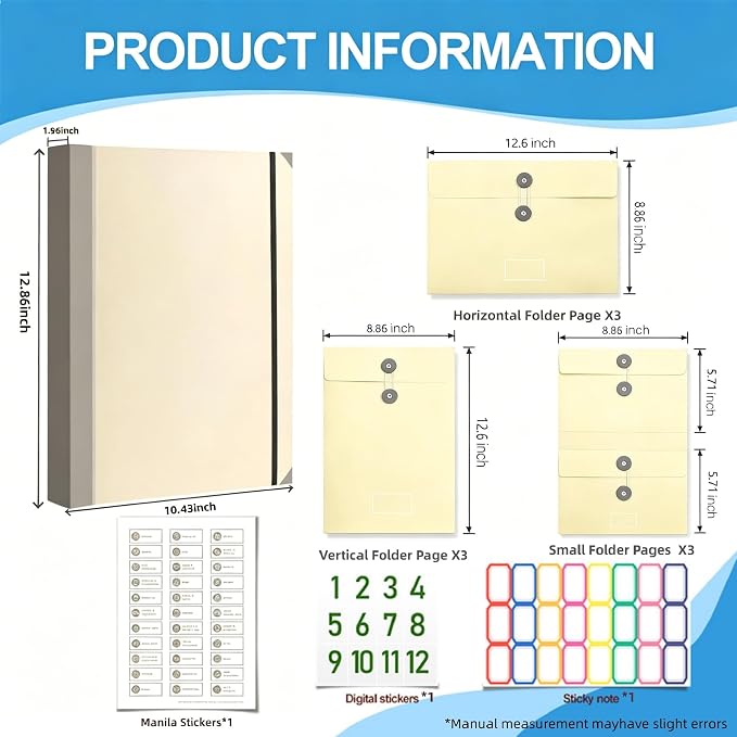 Important Document Organizer for Family Records, Home Filing System with Tabs and Pockets for Passport, Birth Certificate, Insurance Policies, Legal Documents and Important Papers(Yellow)