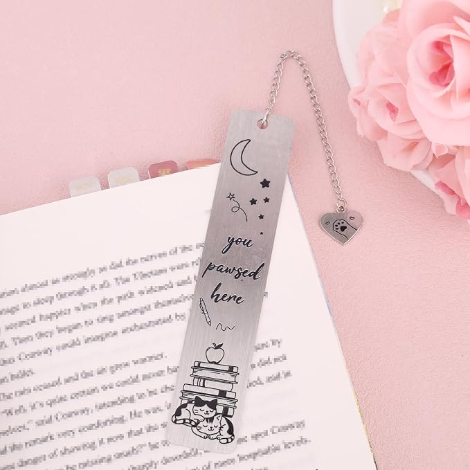 Cat Bookmark for Women Men, Cute Metal Sleeping Cat Book Mark Bookmark Reading Accessories for Friends Readers Club Book Lover Gift