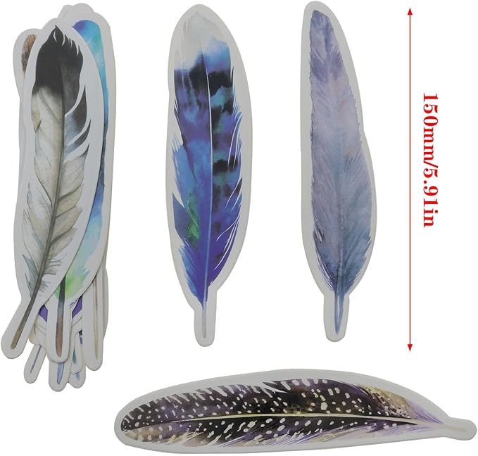 2 Boxes/60 PCS Color Feather Paper Bookmark Feather Shaped Bookmark Paper Bookmarks for Book Lovers Men Women and Students 30 Styles