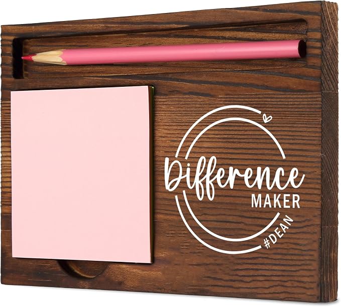 Dean Difference Maker Self-Stick Note Pad Holder Appreciation Gift for School Administrators and Academic Leaders, Durable and Stylish Desk Organizer, Work Desk Retro Note Pad Holder SDZ344