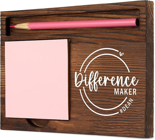 Dean Difference Maker Self-Stick Note Pad Holder Appreciation Gift for School Administrators and Academic Leaders, Durable and Stylish Desk Organizer, Work Desk Retro Note Pad Holder SDZ344