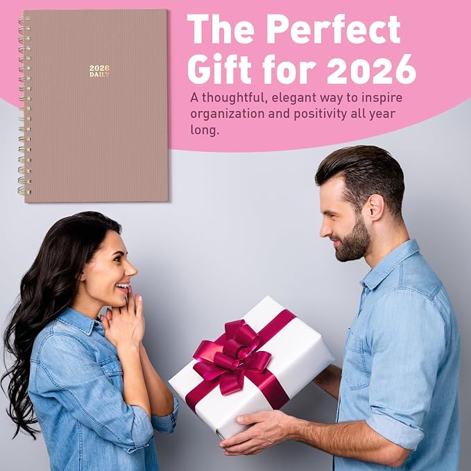 Sweetzer & Orange 2026 Planner – 6" x 8.25" Dated Daily, Weekly & Monthly Calendar Planner – January to December 2026 – Eucalyptus Design with Motivational Stickers, Gold Spiral & Sturdy Paper