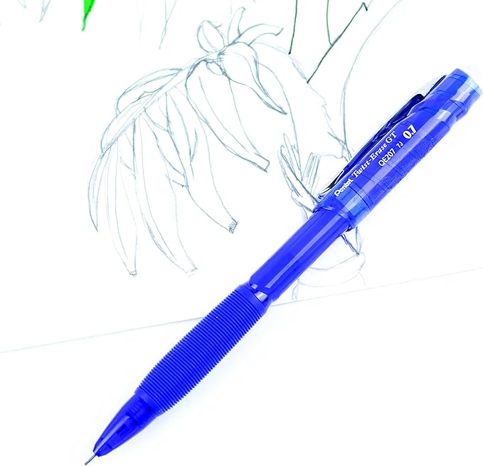 Pentel Twist-Erase GT, 0.7mm, Mechanical Pencil Transparent Blue, Box of 12 (QE207C)