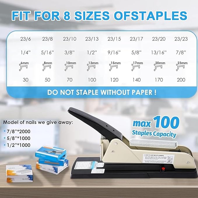 Heavy Duty Long Reach Stapler, Long Arm Stapler, 210 Sheets Capacity, with Flexible Paper Guide, 9.84” Adjustable Stapling Depth Suitable, for Creating Booklets, Pamphlets, and Albums