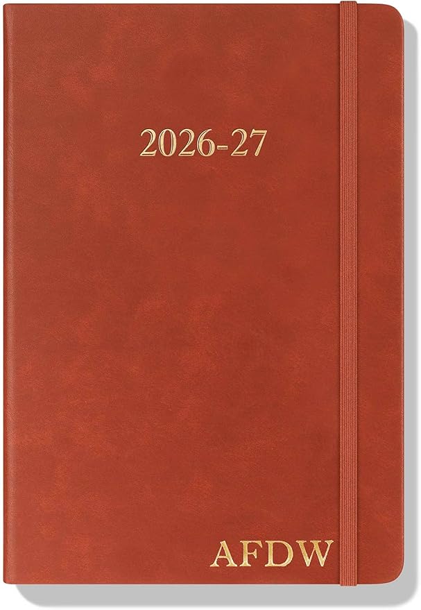 Wykeham's Executive 2026-27 Daily Journal Planner – Mid-Year Academic Diary (Personalized Brown, 8.5"×5.5")