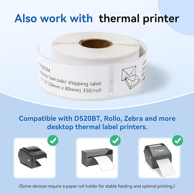 12 Rolls 1-1/8" x 3-1/2" Thermal Labels Replacement for DYMO LW 30252 Multipurpose Address Barcode Label Maker Refills for Label Writer 450, 450 Twin Turbo, 4XL Printers