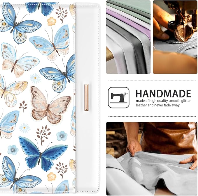 Padfolio/Resume Portfolio Folder for Women Men, WAVEYU Cute Chic Padfolio Cover Folder, Conference/Legal Document Organizer with Letter/A4 Size Clipboard, Document Sleeve, Butterfly
