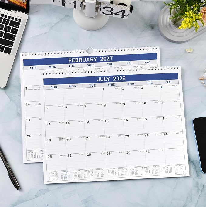 2026-2027 Calendar - 2026-2027 Wall Calendar from Jul. 2026 - Jun. 2027, Wall Calendars 14.8'' x 11.5'', Calendars 2026-27 with Julian Date, Thick Paper