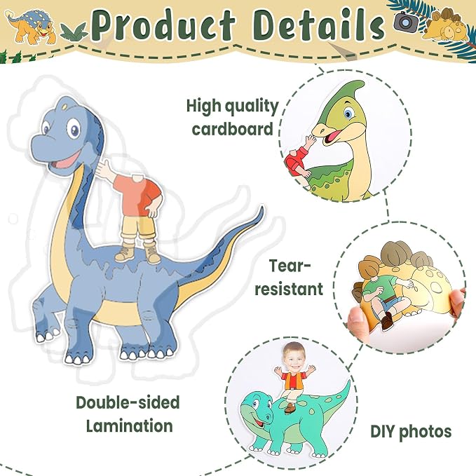 60pcs Dinosaur Theme DIY Cutouts Dinosaur Bulletin Board Decoration Set Cute Dino Jungle Paper Cut-Outs Classroom Decor for Boy Girl Classroom DIY Photo Craft Kindergarten School Wall Door Supplies