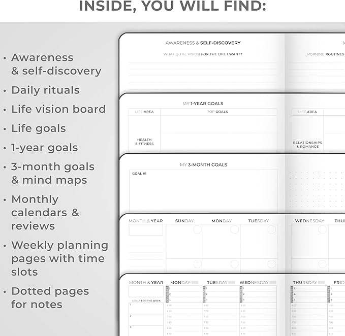 Clever Fox Planner Schedule – Undated Weekly & Monthly Life Planner with Time Slots, Appointment Book & Daily Organizer, A5 (Mystic Grey)