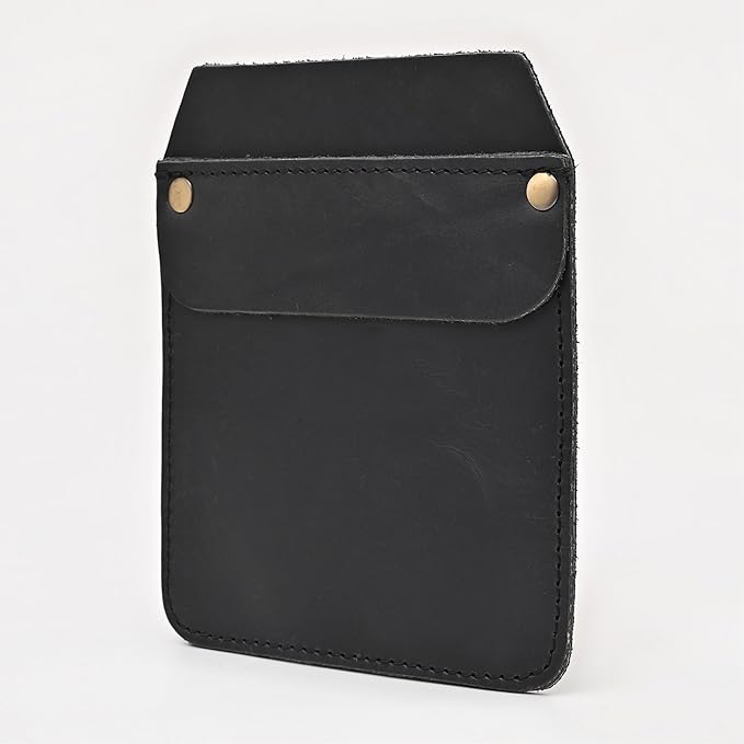 Large Pocket Protector Genuine Black Buffalo Leather Pen Holder Pouch Organizer for Shirts, Lab Coats, Pants - Multi-Purpose - Holds Pens, Pencils, tools and Notes for School, Office
