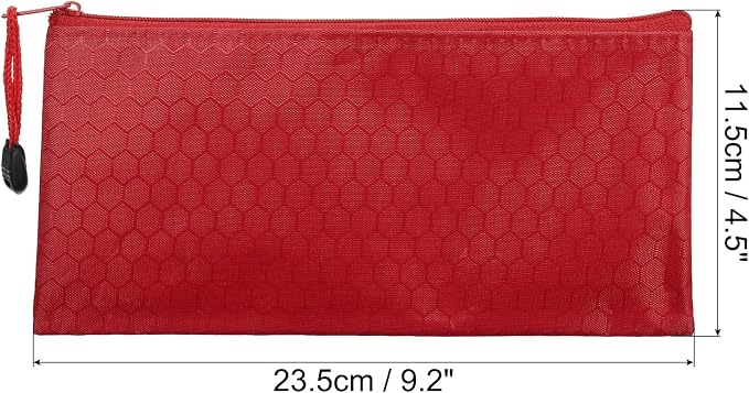 PATIKIL Waterproof Zipper File Bags, 5 Pack A6 Size Document Pocket Storage Organizer Pouch for Travel Office Supply, Red