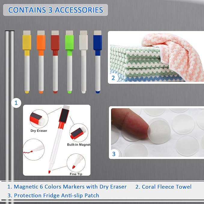 JonXon Acrylic Magnetic Dry Erase Board for Fridge, Clear Acrylic Magnet Calendar for Refrigerator,Includes 6 Kinds Products Set(8" x 12",to do List)