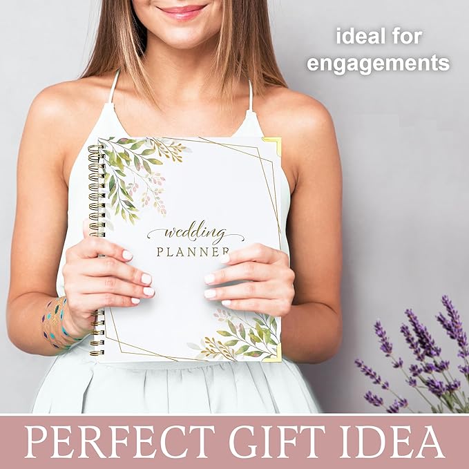 Wedding Planner Book And Organizer for Bride - Floral Design, Wedding Planning Journal with Countdown Calendar, Checklists, Budget & Timeline, Portable Planner Notebook