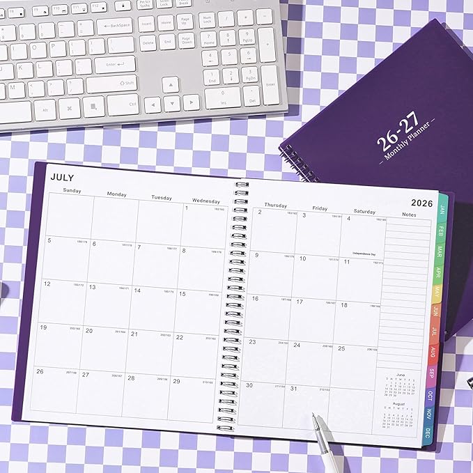 2026-2027 Monthly Planner - JUL 2026 - DEC 2027, Planner 2026-2027, 26-27 Academic Planner with Colorful Tabs, Calendar Planner 26-27 for Daily Organizing - Waterproof Cover (8" x10", Monthly Pages & Notes, Purple)