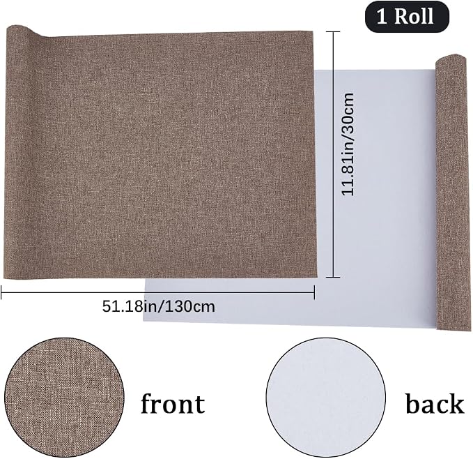 CRASPIRE 51 x 11.8 Inch Book Binding Cloth Book Cover Fabric A4 to A8 Surface Paper Backed Camel Linen Polyester Woven Cover for Books Album Scrapbooking Archival DIY Covering Bookbinding Protector