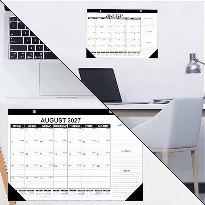 GuassLee Desk Calendar 2026-2027 (Jun. 2026 - Dec. 2027), 19 Months Calendar 17" × 11.5" Desktop Planner with Julian Date, Monthly Goals, Academic To-Do List, for Home, Office, School & Teachers