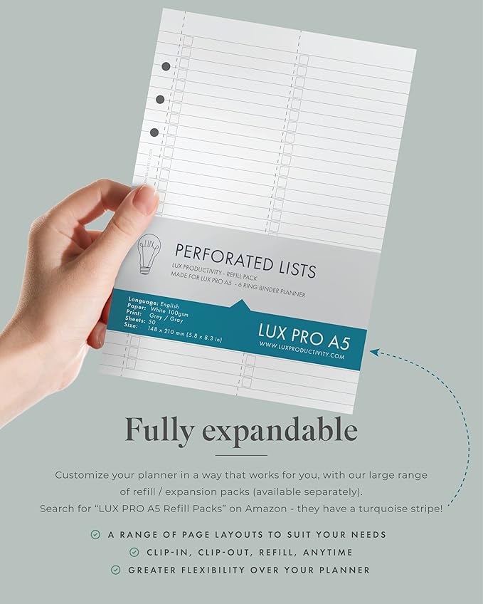 LUX PRO A5 - Daily Planner & appointment diary 2024 - Gratitude journal, wellness journal & Undated weekly planners and organisers - Desk journals for women & men - LUX Productivity (Purple Mulberry)