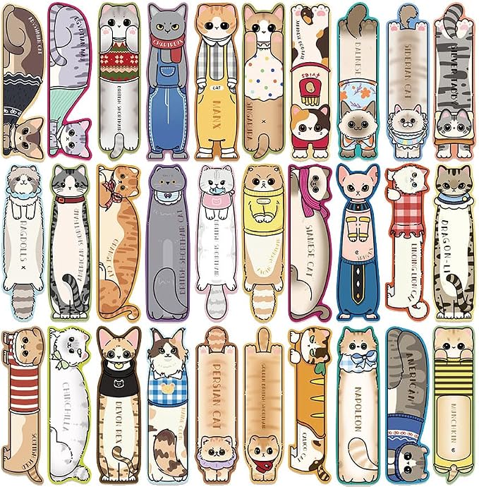30 Pcs Cat Bookmarks Cute Cat Theme Paper Bookmarks for Adult Unique Cat Book Markers for Students Teachers School Home Office Reading Book Lovers,30 Styles