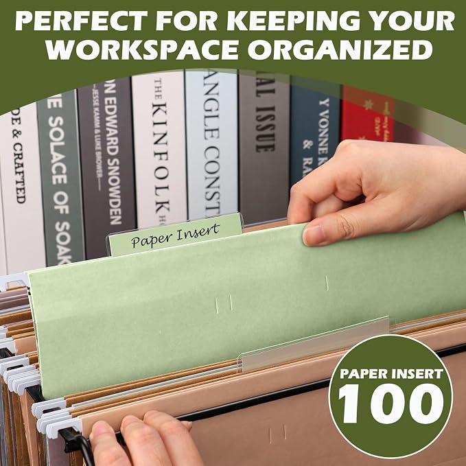 100 Pcs Hanging File Folder Tab Inserts 3.5 Inch Colored Blank File Tab Hanging File Folders Labels Paper Inserts Thick 300Gsm Cardstock for 3.5 Inch Hanging Folder Tab