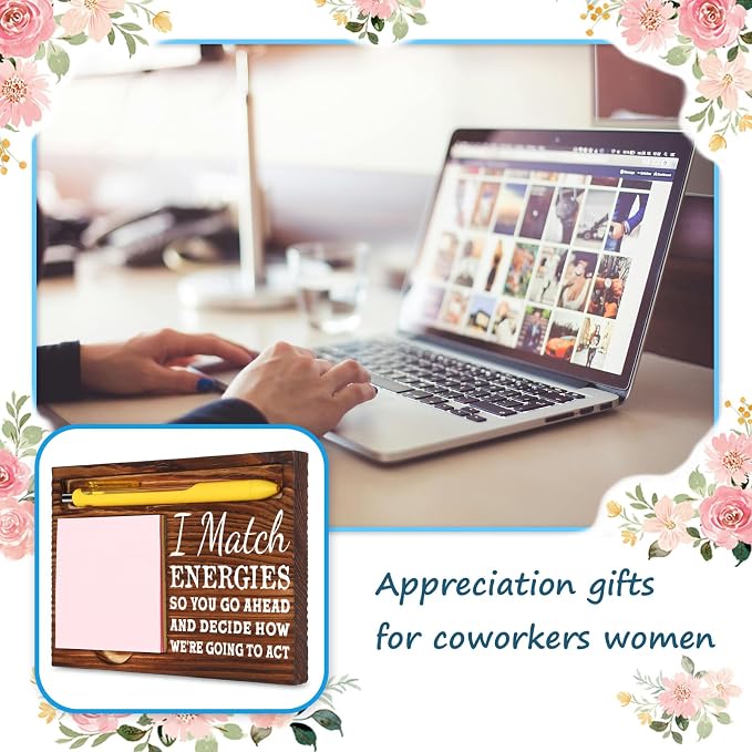 I Match Energies Positive Gifts for Women Men, Inspirational Motivational Gifts for Employees Team Best Friend Coworker Boss, School Counselor Gifts, Desk Retro Note Pad Holder VN341