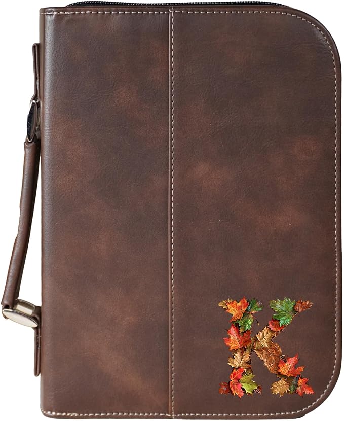 Personalized Vegan Leather Zippered Bible Cover – Custom Engraved Scripture Journal Case with Handle, Pen Holder & Pocket – Fits Large & Medium Bibles
