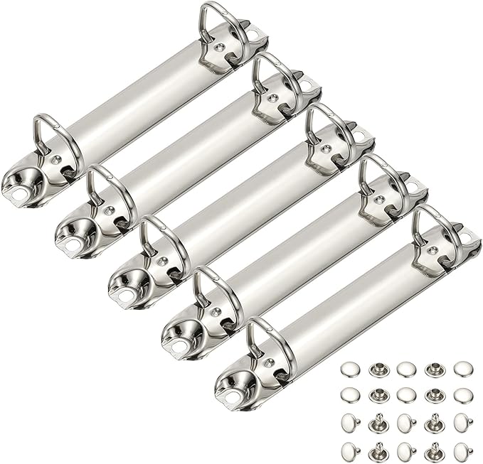 PATIKIL B7 2 Hole Ring Binder Mechanisms, 5 Set 0.63" D Ring Replacement Binder Planner Loose Leaf Binding Spines for Organizers DIY Fill Paper Storage Folder Accessories, 20mm Silver Tone