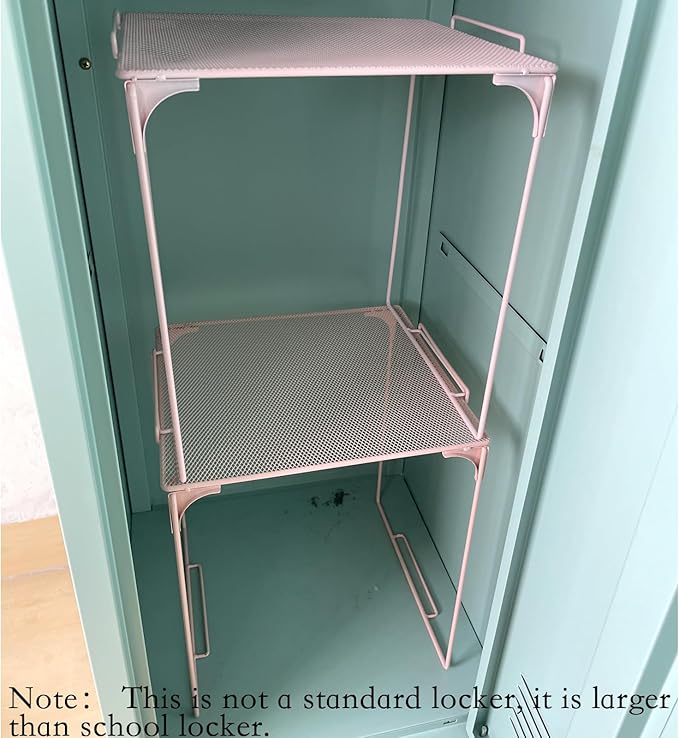 Svartur Shelf Pack, 2, Metal, Contemporary, Pink, Stackable, Space Saving, for School Locker Organizing
