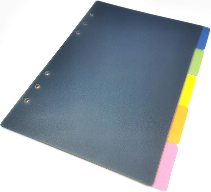 Index Tabs for A5/A6 6-Holes Cover Round Ring View Binder File Folder Loose Leaf Sheet Protectors Binder Cover Protector (Divider Horizontal Color PP Plate, A5/21cm*15cm/8.5 Inch)
