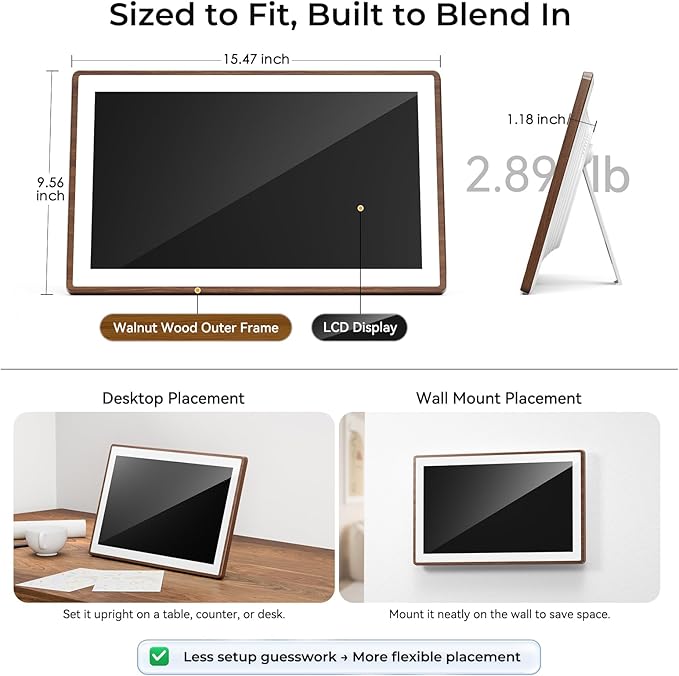 ANKRA 15.6-Inch Family Digital Calendar, Kids Chore Chart with Rewards, Reminder Display, Wall & Desk Touchscreen Smart Planner, Home Schedule Organizer, Electronic Calendar, Gift for Families(Walnut)